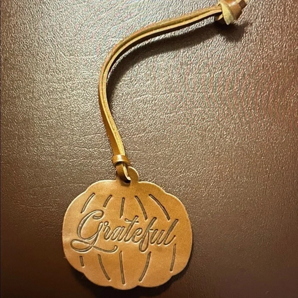 Faux Leather Pumpkin Shaped ornament/door hanger